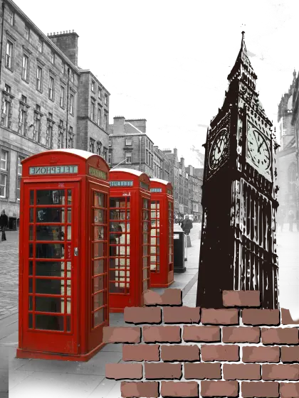 Red Telephone Booths and Big Ben in London