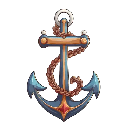 Nautical Anchor with Rope Illustration