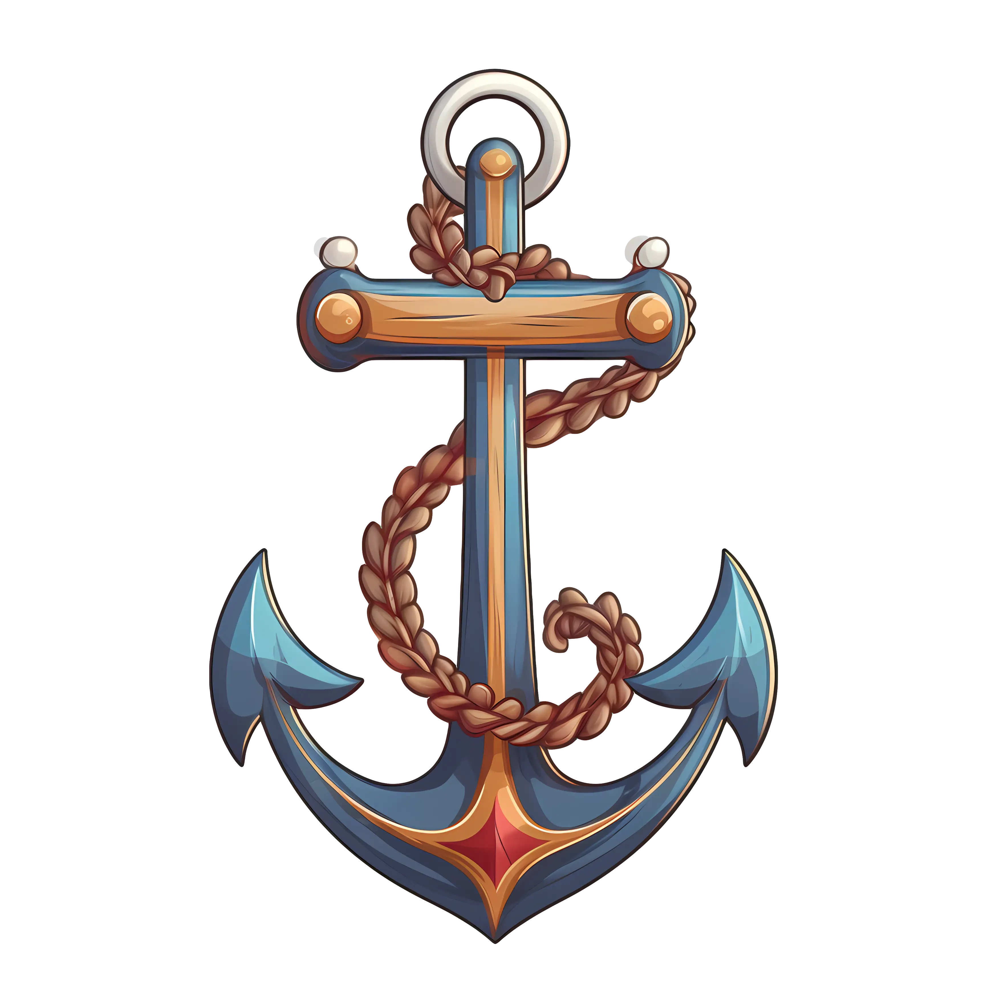 Nautical Anchor with Rope Illustration