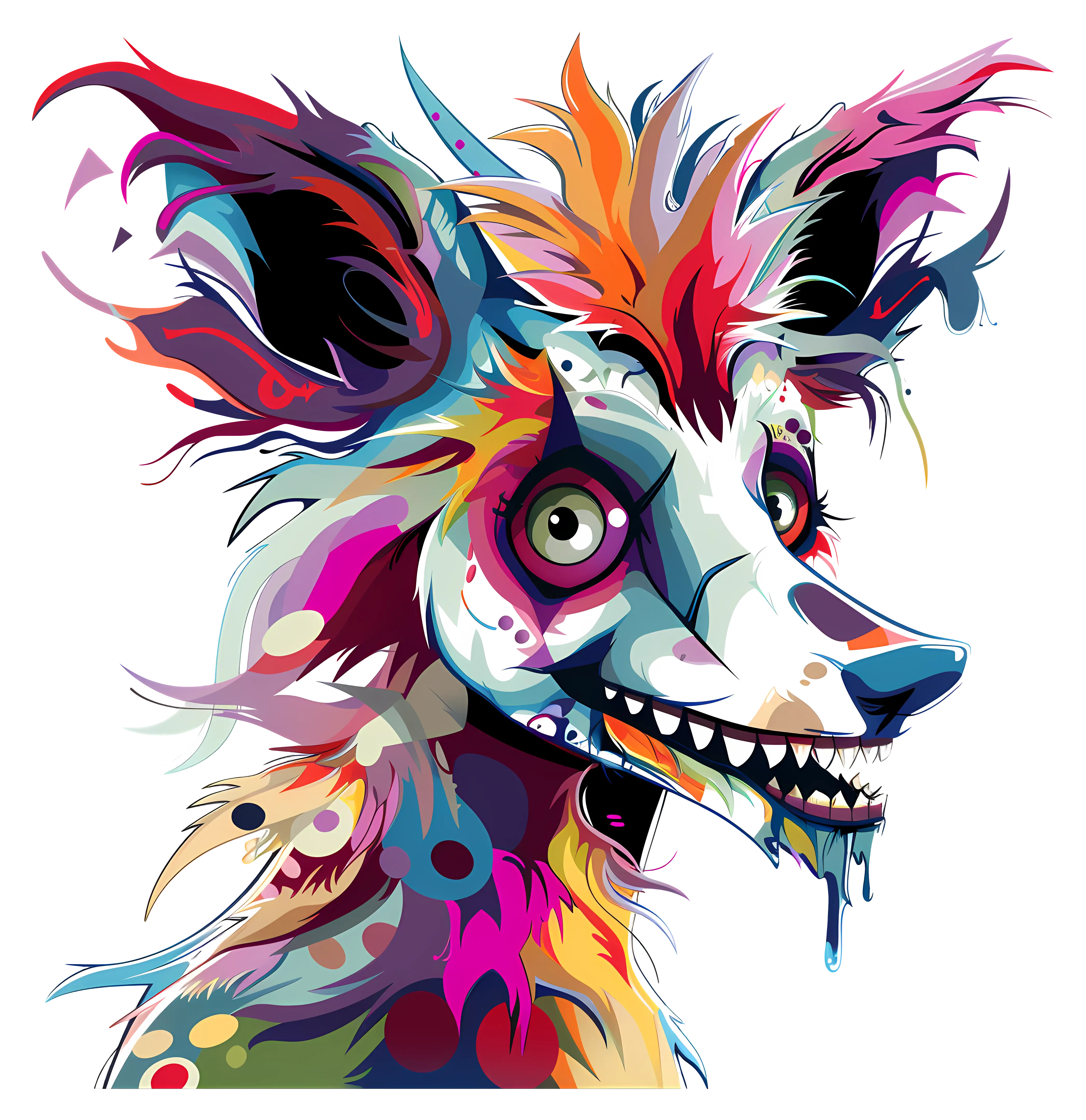 Colorful Wild Dog with Sharp Teeth