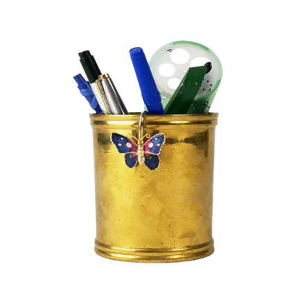 Golden Pen Holder with Stationery