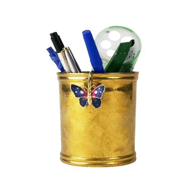 Golden Pen Holder with Stationery