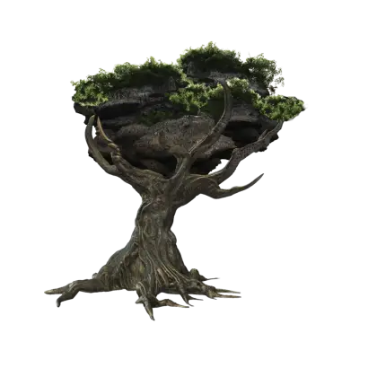 Old Tree with Branches and Leaves