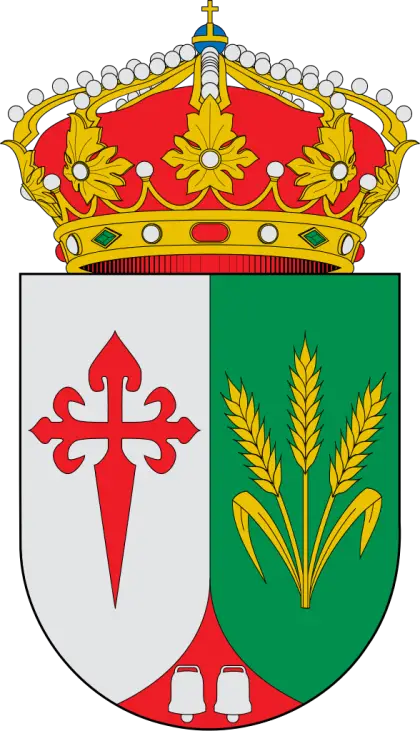 Heraldic Shield with Wheat and Sword Symbols