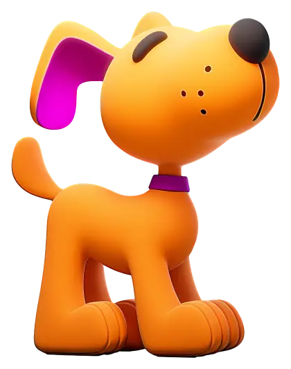 Cartoon Illustration of an Orange Dog