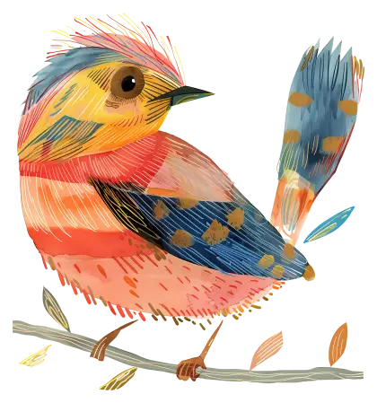 Vivid and Colorful Bird on a Branch