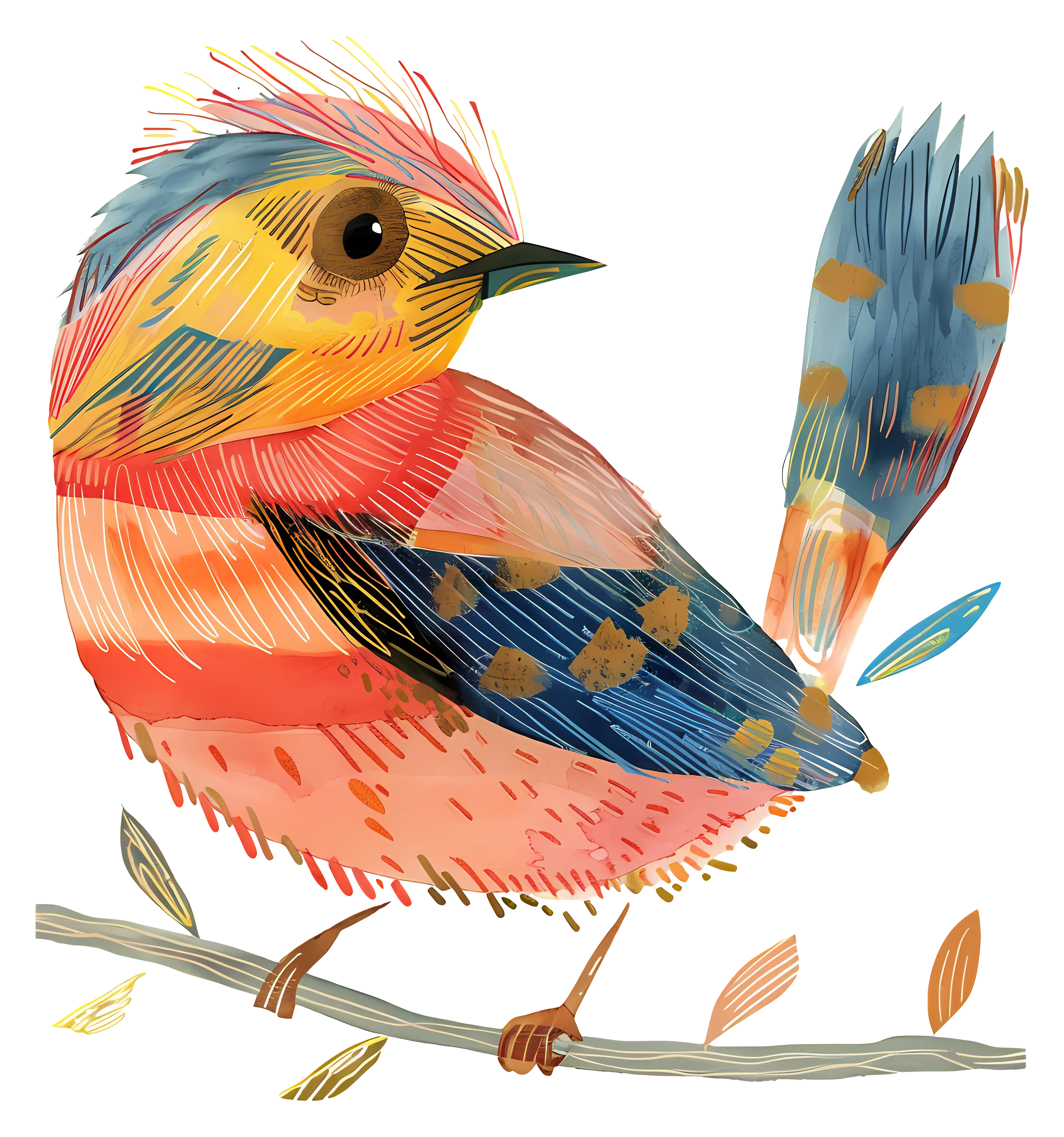 Vivid and Colorful Bird on a Branch