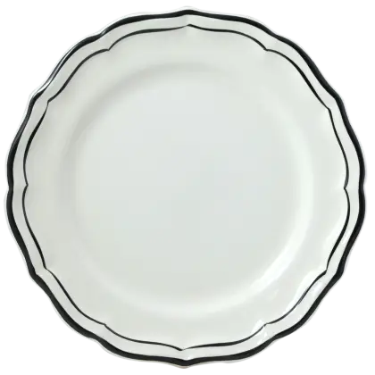 Beautiful White Plate with Black Border
