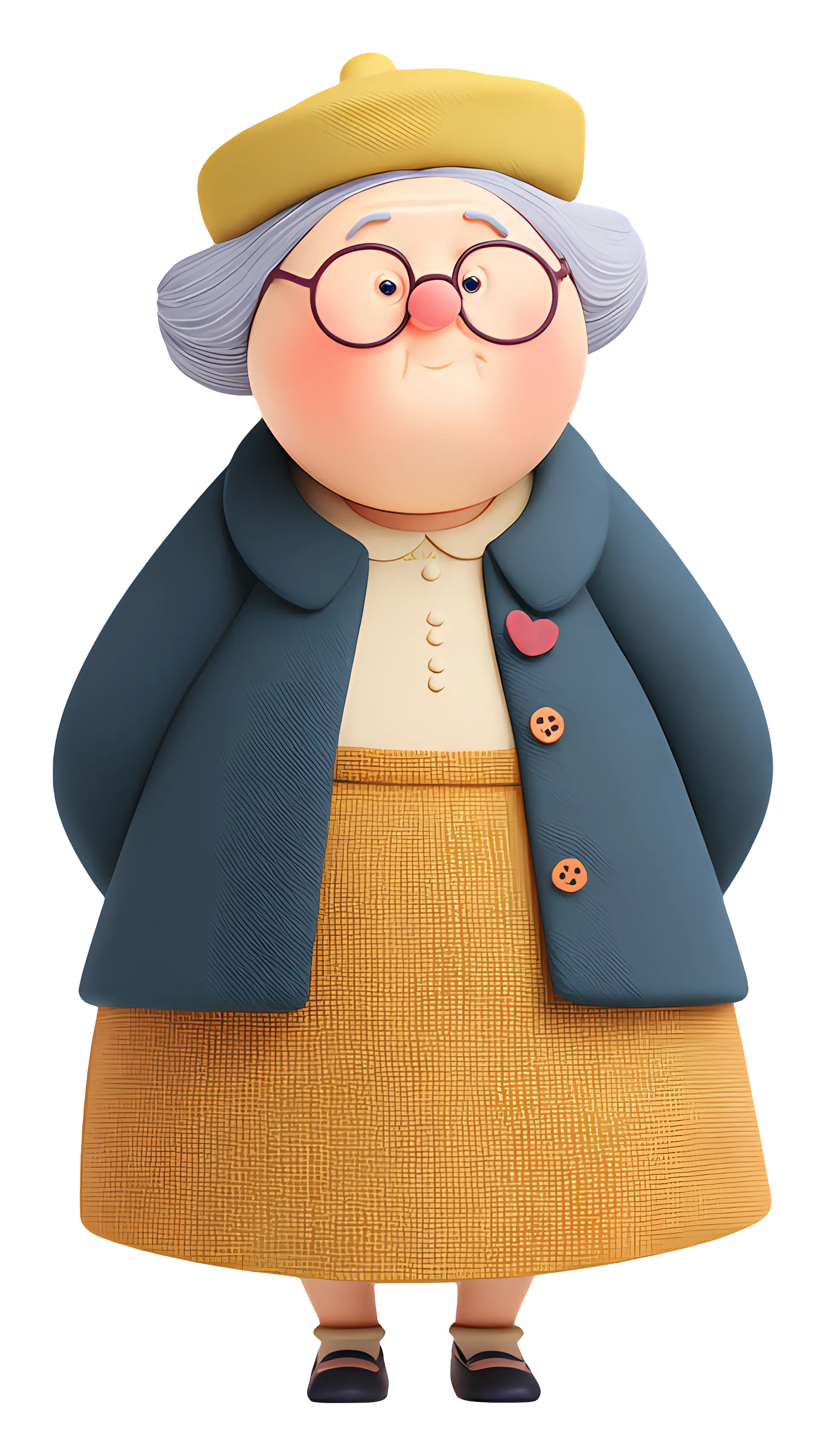 Elderly Woman in Cartoon Style