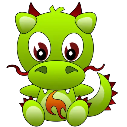 Cute Green Cartoon Dragon
