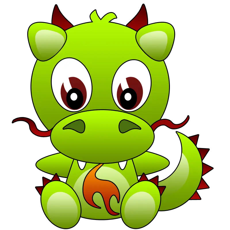 Cute Green Cartoon Dragon
