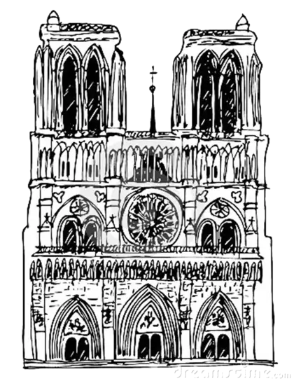 Detailed Sketch of a Cathedral