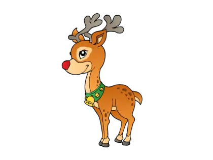 Colorful Holiday Cartoon Reindeer with Bell Necklace