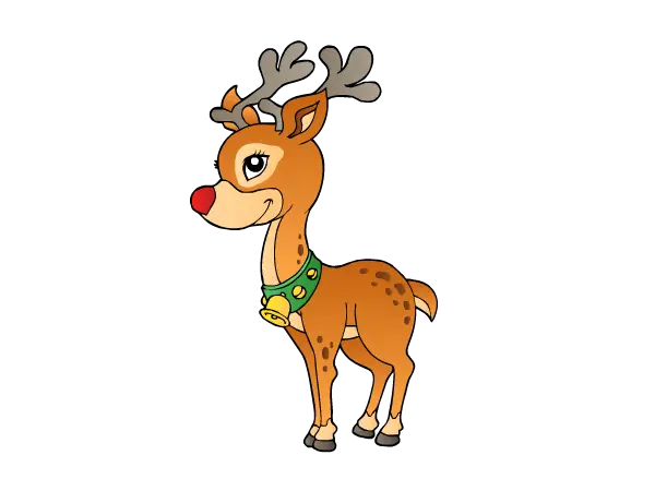 Colorful Holiday Cartoon Reindeer with Bell Necklace
