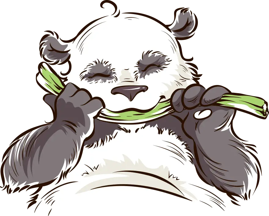Cartoon Panda Eating Bamboo
