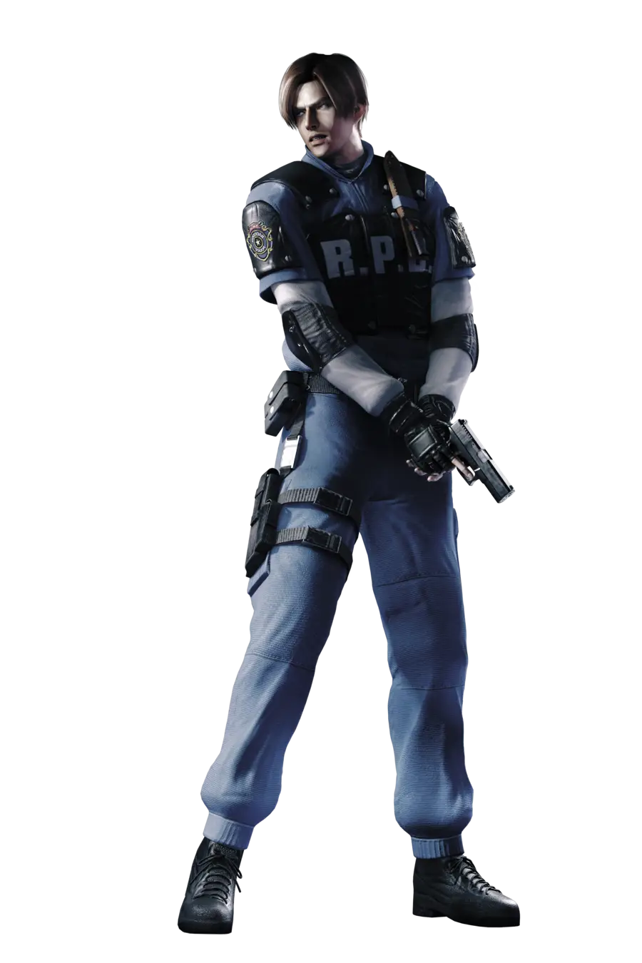Police Officer Character Illustration with Gun