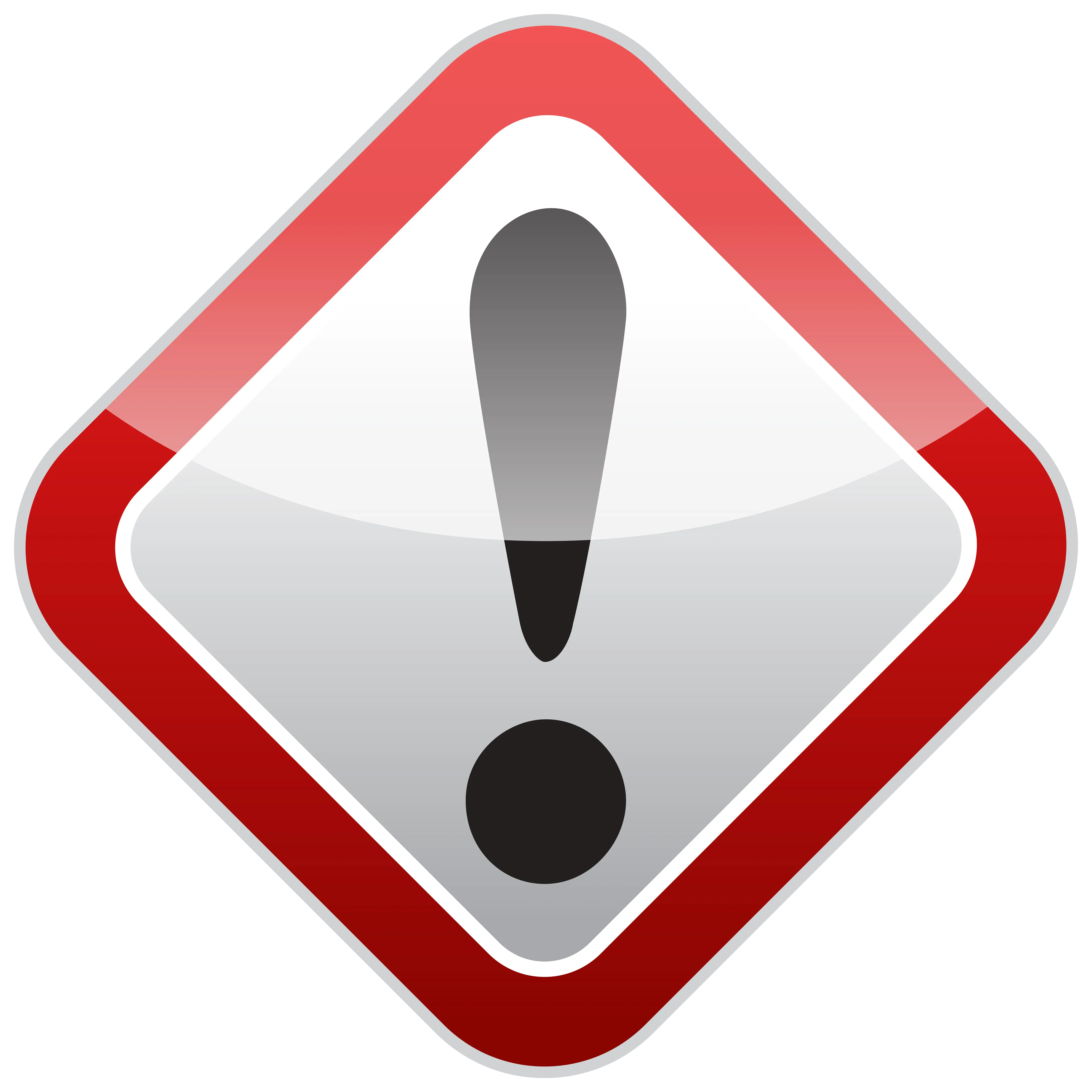 Red Warning Square Sign with Caution Icon
