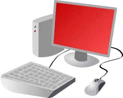 Desktop Computer Set with Red Screen