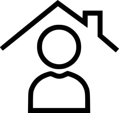 Minimalist Icon of a Person Under a Roof