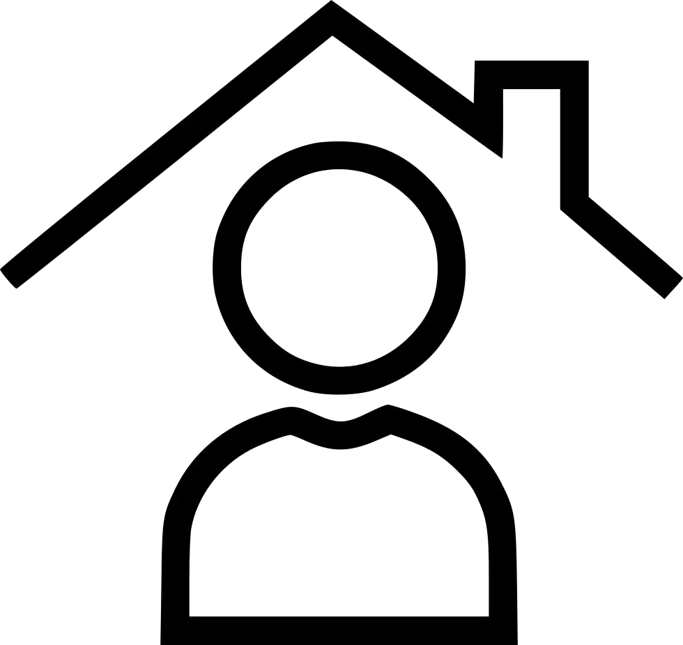 Minimalist Icon of a Person Under a Roof