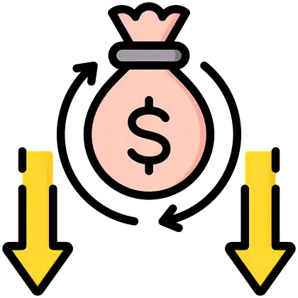 Money Bag with Downward Arrows Illustration