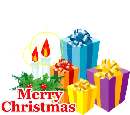 Christmas Gifts and Festive Candles with Merry Christmas Message