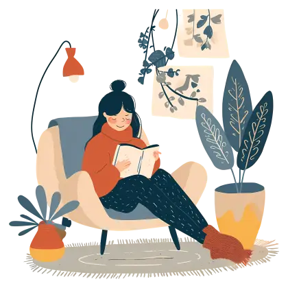 Cozy Scene of Woman Reading a Book
