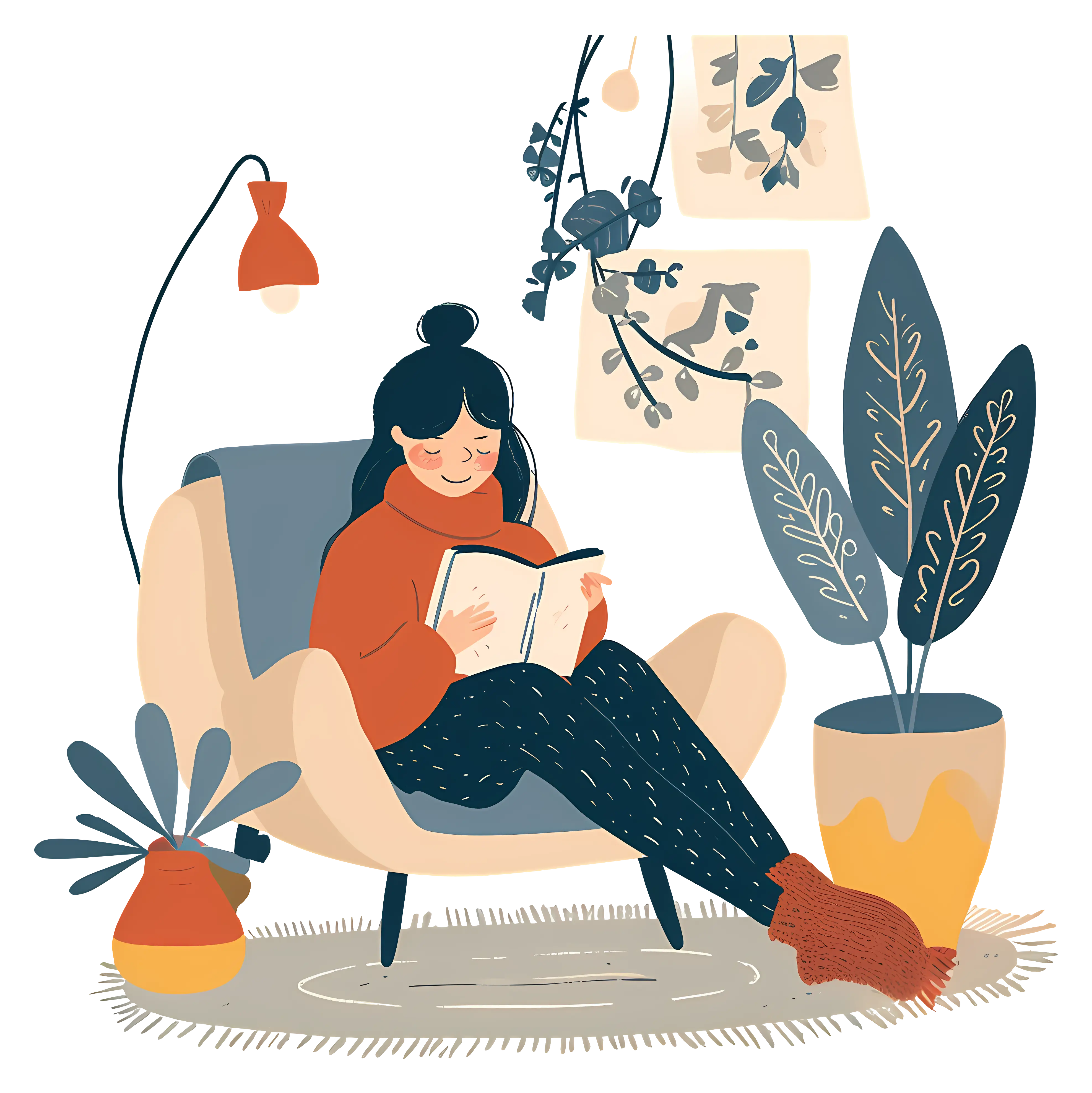 Cozy Scene of Woman Reading a Book