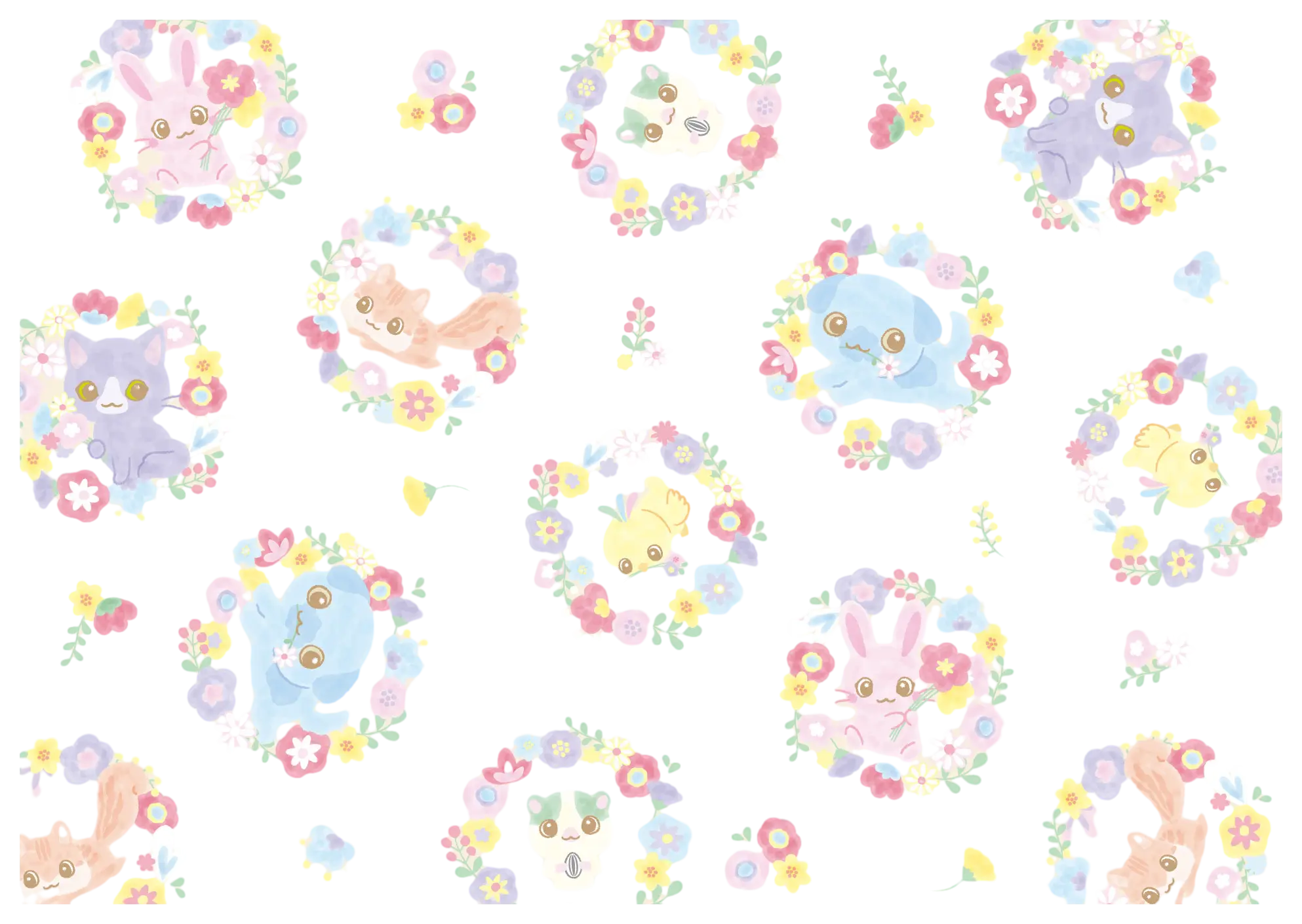 Cute Animals with Floral Patterns