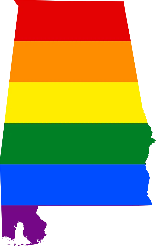 Alabama Pride Flag in Rainbow Colors