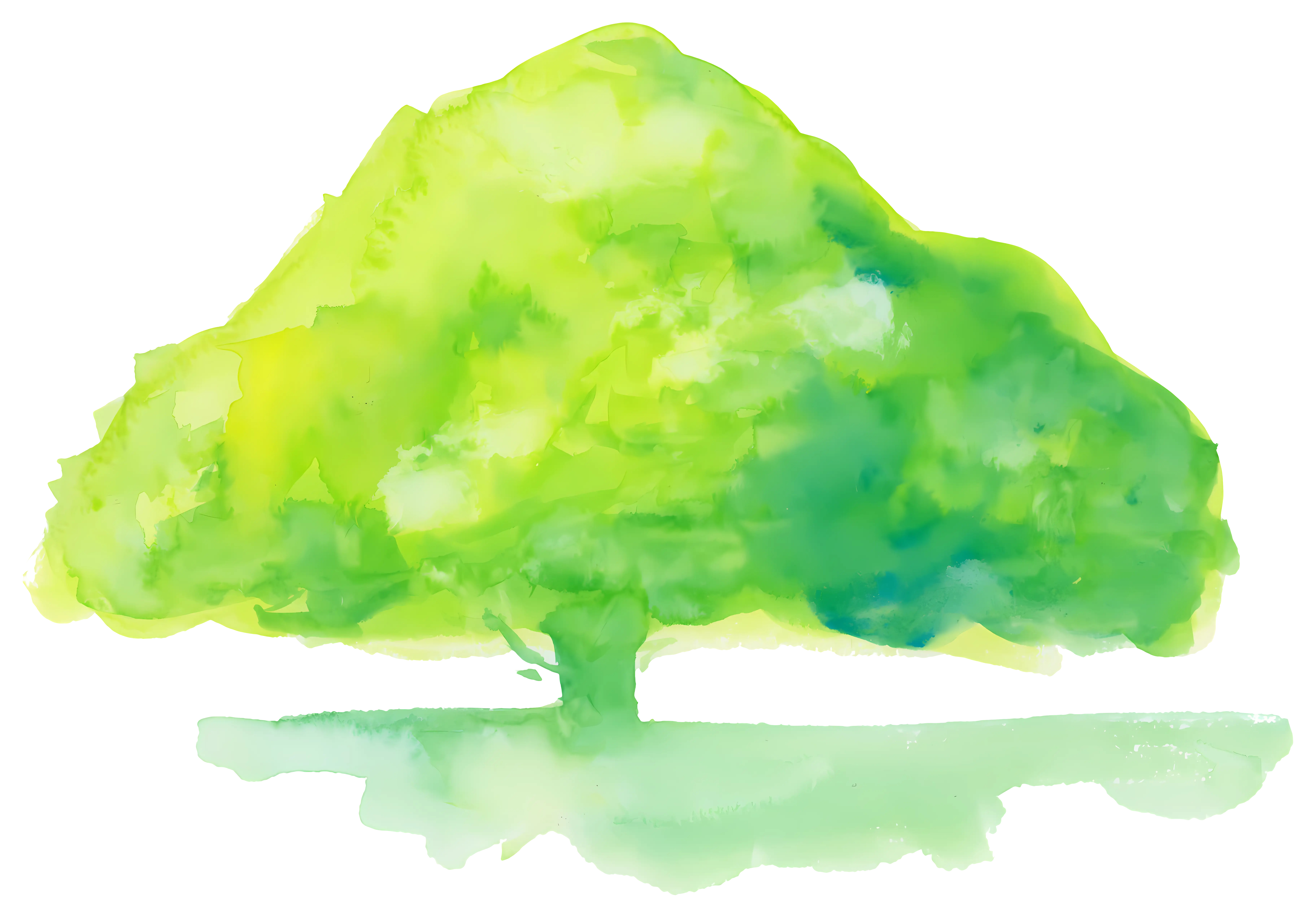 Watercolor Green Tree