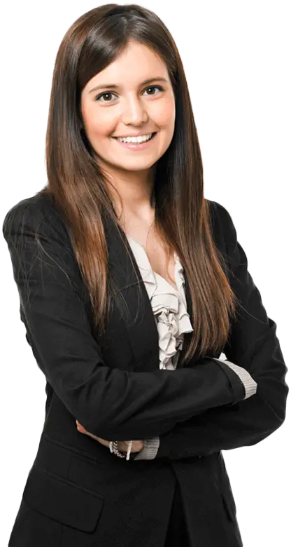 Smiling Woman in Black Business Suit