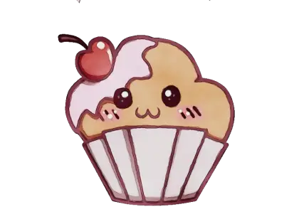 Adorable Cupcake Cartoon with Cherry Top