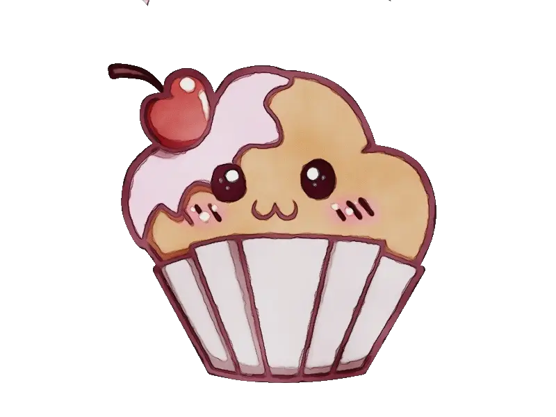 Adorable Cupcake Cartoon with Cherry Top