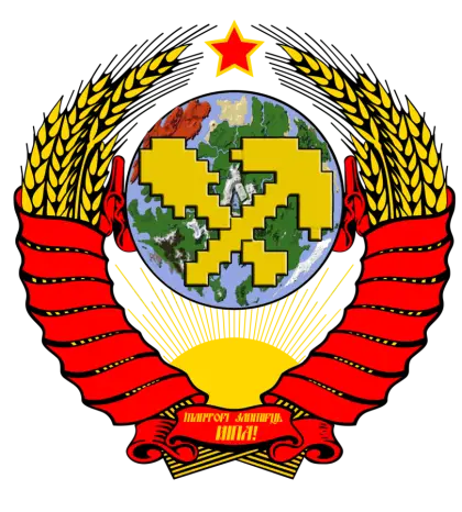 Soviet Emblem with Red and Yellow Design