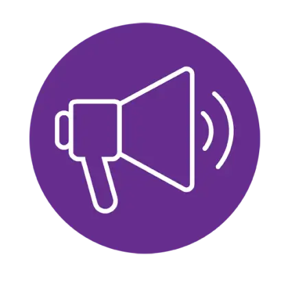 Purple Megaphone Icon for Announcement or Broadcasting