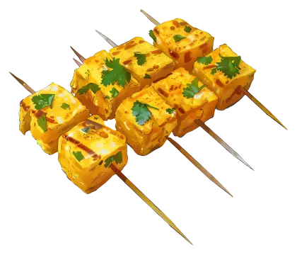 Paneer Tikka Skewers with Cilantro