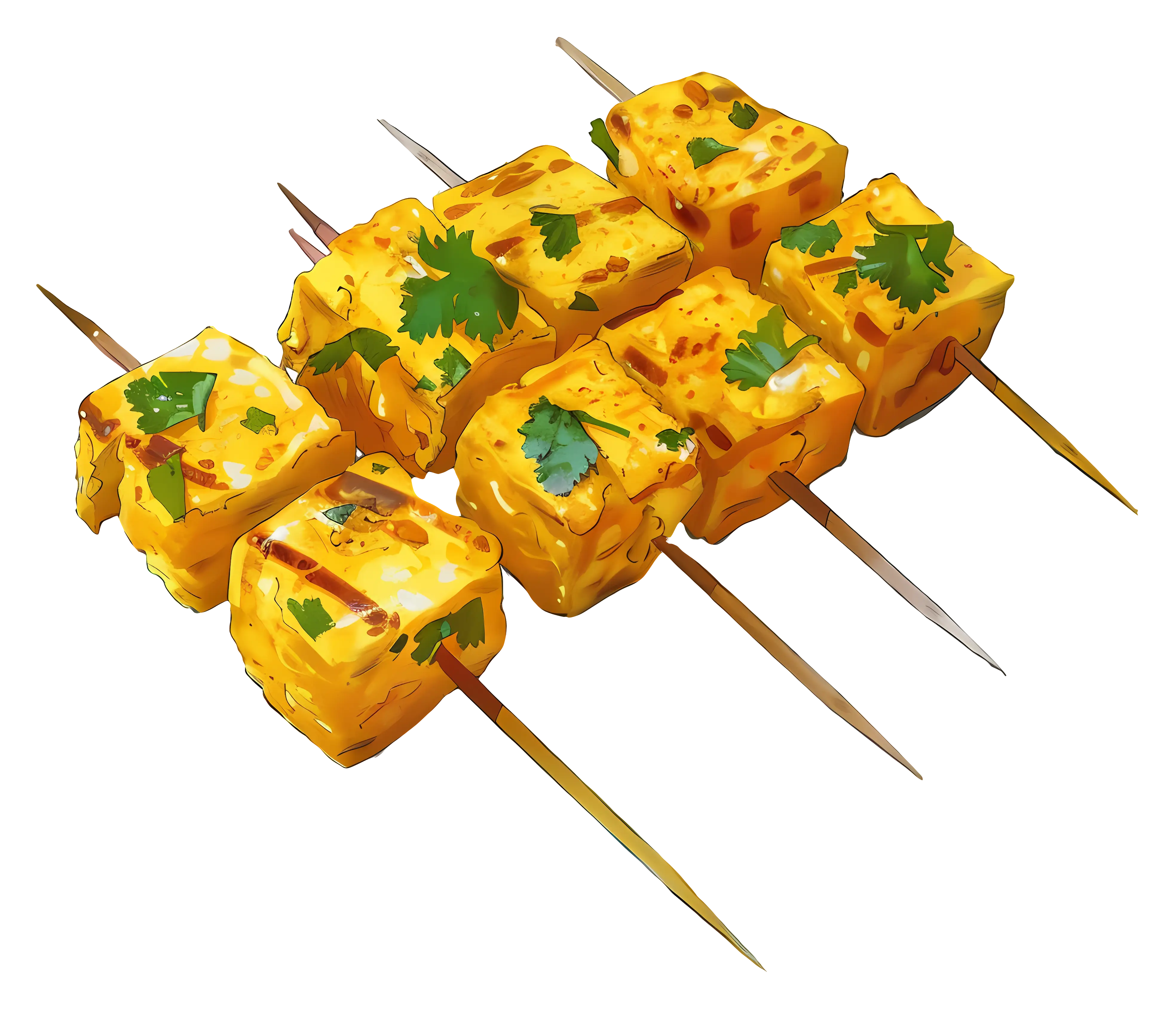 Paneer Tikka Skewers with Cilantro