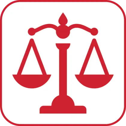 Red Balance Scale Symbol of Justice