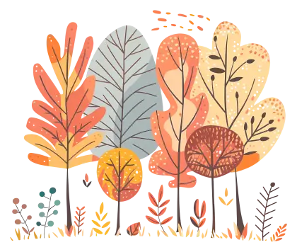 Autumn Trees in Vibrant Colors Illustration