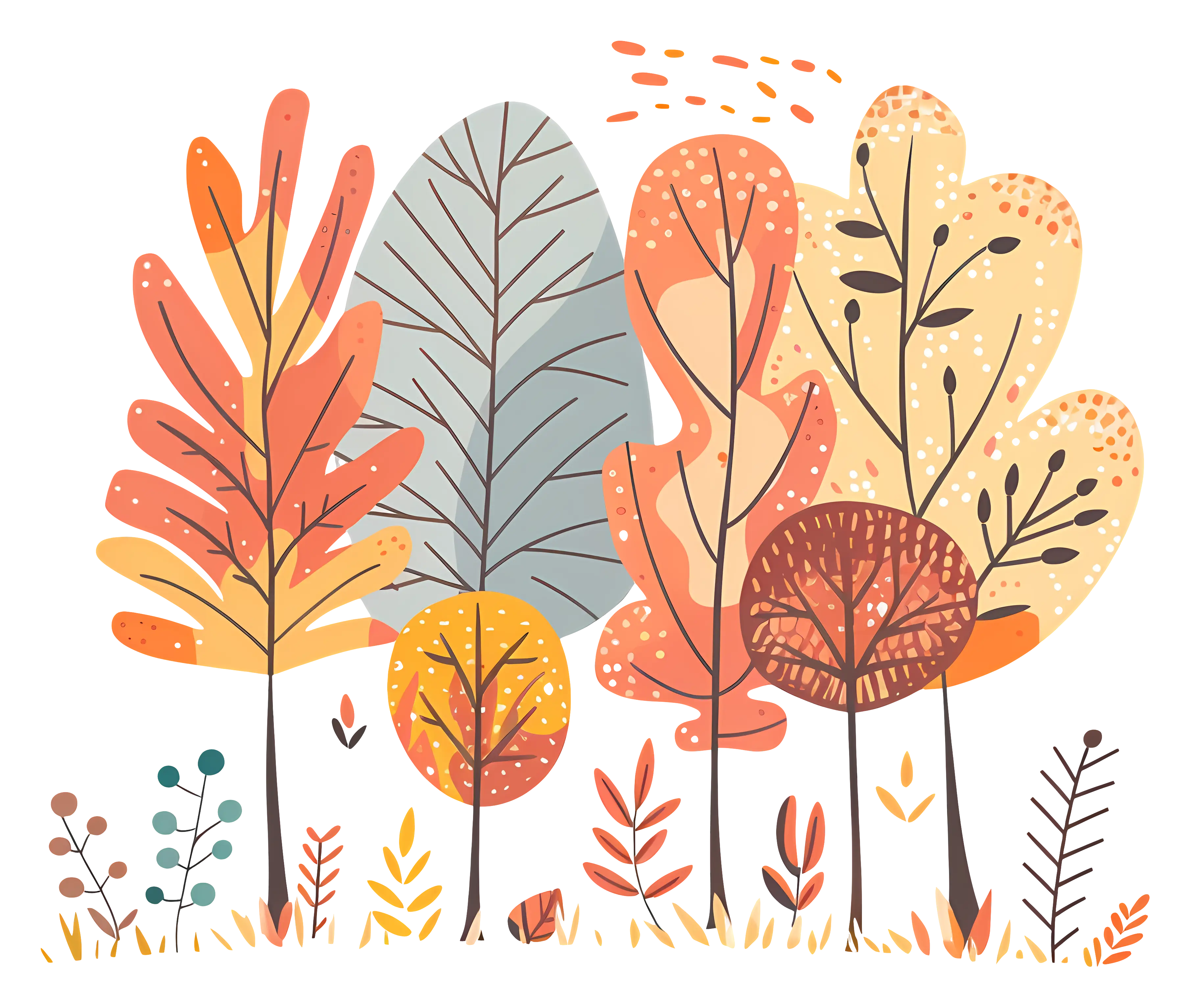 Autumn Trees in Vibrant Colors Illustration