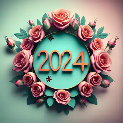 2024 Floral Wreath New Year Illustration