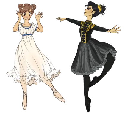 Elegant Ballet Dancers in Cartoon Style