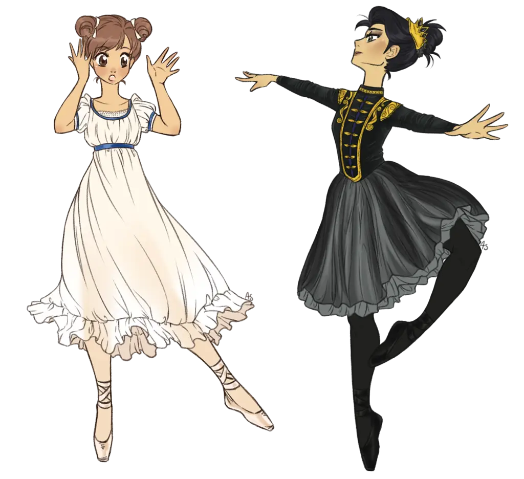 Elegant Ballet Dancers in Cartoon Style