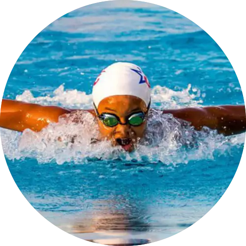 Swimmer in Action in the Pool
