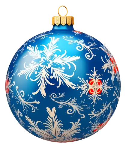 Beautiful Blue Christmas Ornament with Floral Design