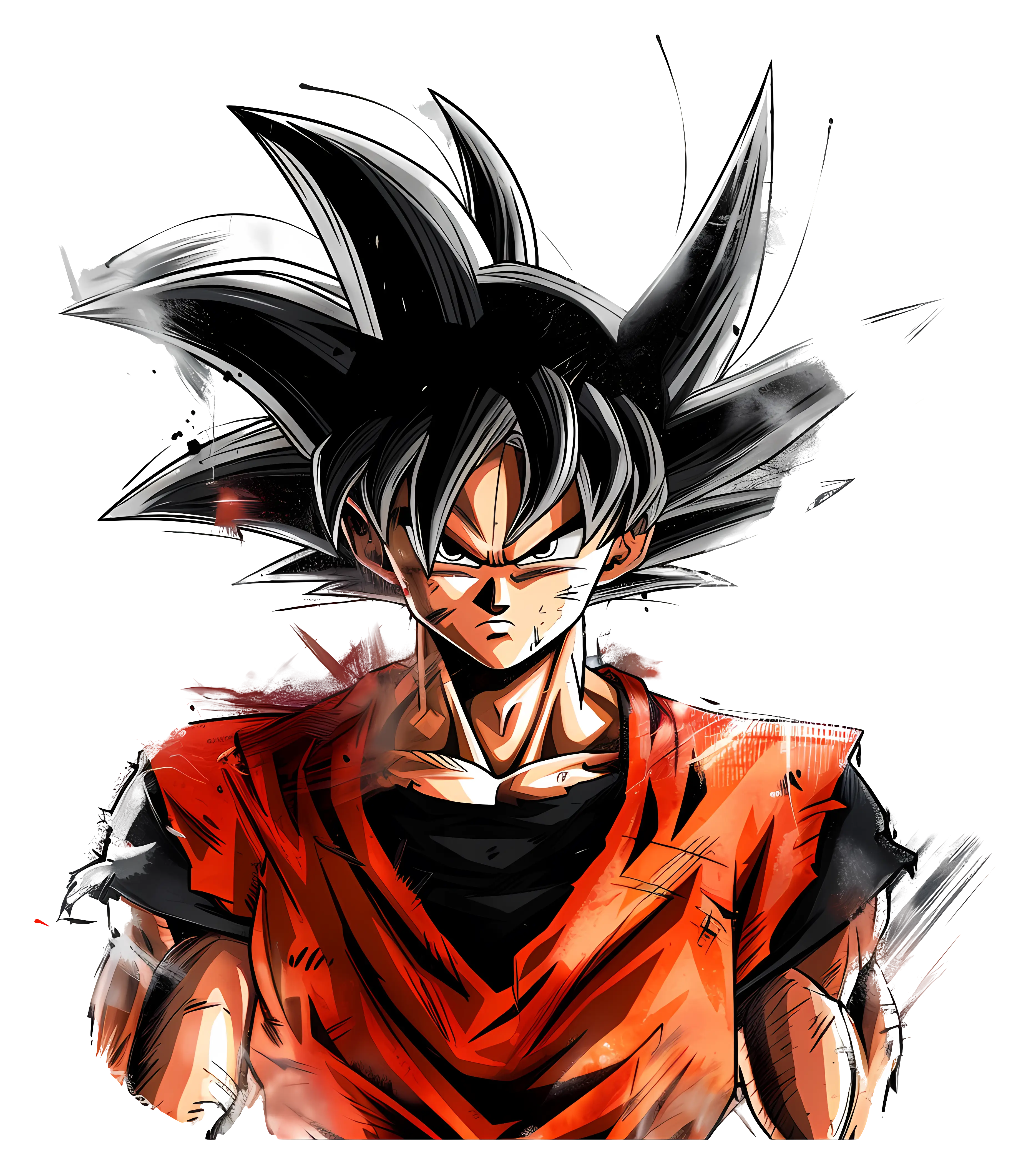 Animated Man in Red Outfit with Spiky Hair