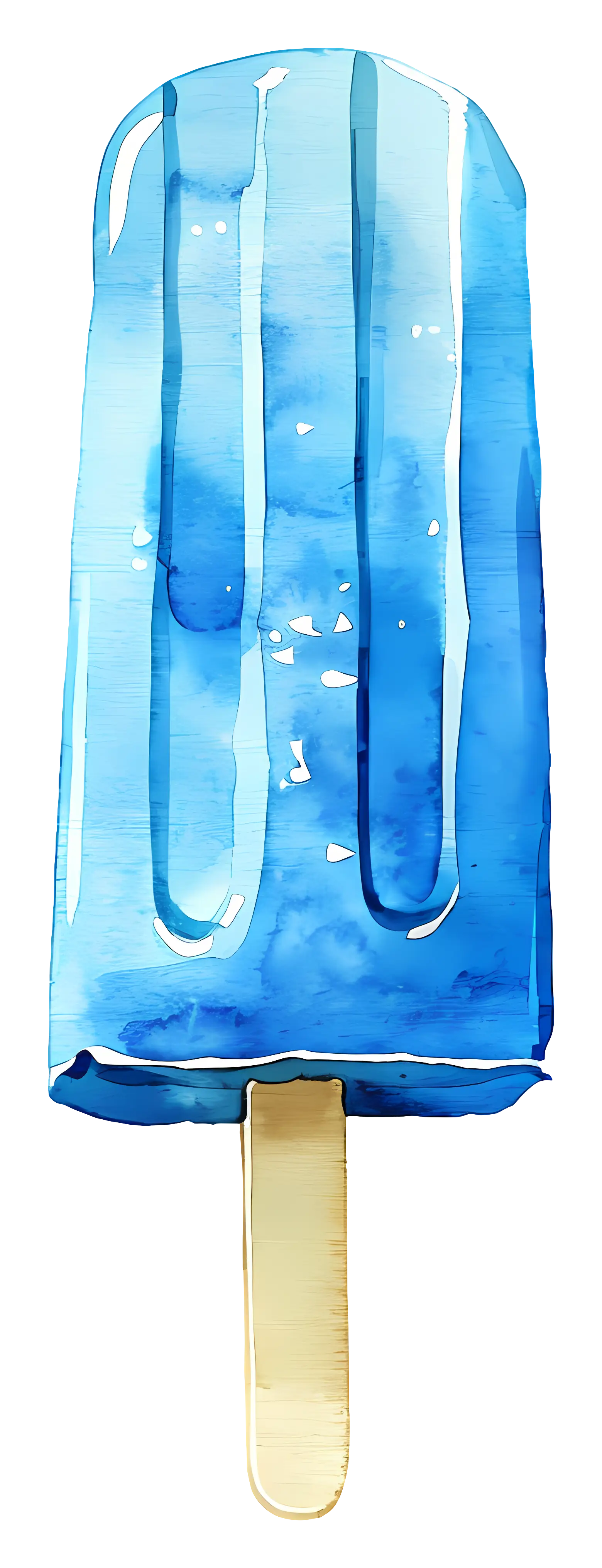 Icy Blue Popsicle in Watercolor Style