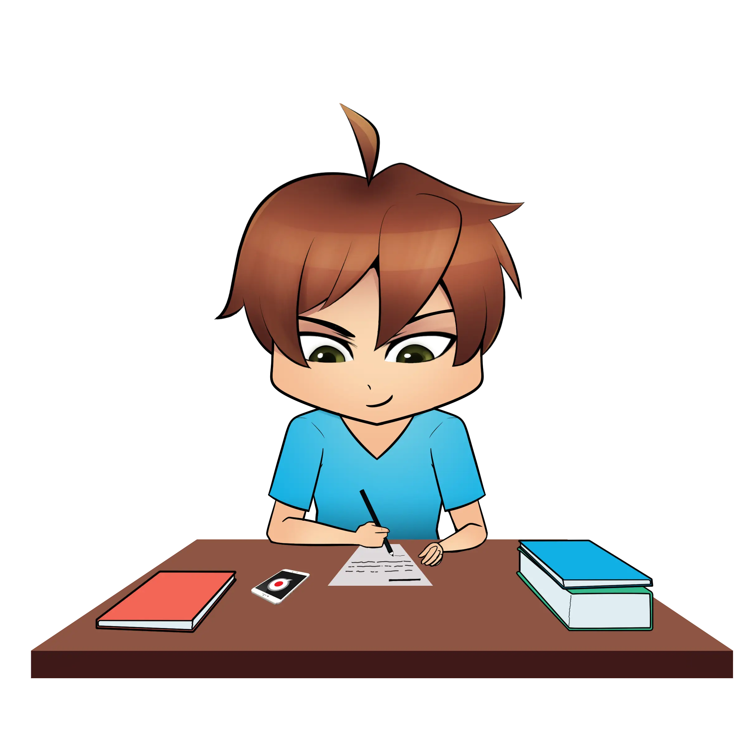 Student Studying at Desk