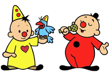 Cute Cartoon Clowns with Bird and Microphone